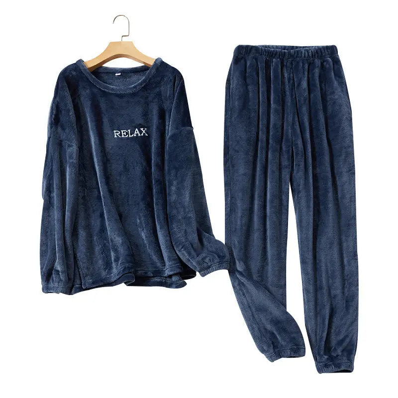 Flannel Pajamas Sets Winter Home Clothes For Women Men Sleepwear Couple - www.Shopthatapp.com