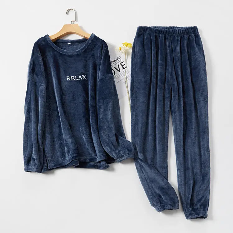 Flannel Pajamas Sets Winter Home Clothes For Women Men Sleepwear Couple - www.Shopthatapp.com