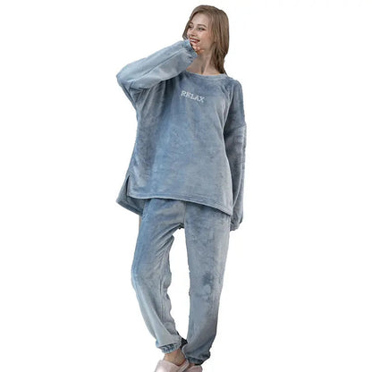 Flannel Pajamas Sets Winter Home Clothes For Women Men Sleepwear Couple - www.Shopthatapp.com