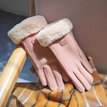 Fleece Lined Padded Warm Keeping Cute Suede Riding Gloves - www.Shopthatapp.com #