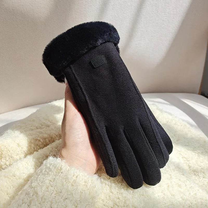 Fleece Lined Padded Warm Keeping Cute Suede Riding Gloves - www.Shopthatapp.com #