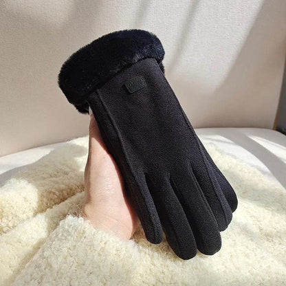 Fleece Lined Padded Warm Keeping Cute Suede Riding Gloves - www.Shopthatapp.com #