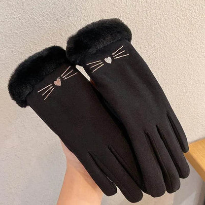 Fleece Lined Padded Warm Keeping Cute Suede Riding Gloves - www.Shopthatapp.com #