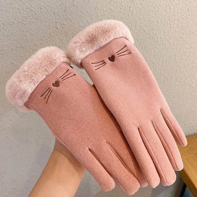 Fleece Lined Padded Warm Keeping Cute Suede Riding Gloves - www.Shopthatapp.com #