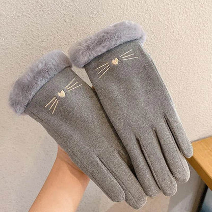 Fleece Lined Padded Warm Keeping Cute Suede Riding Gloves - www.Shopthatapp.com #