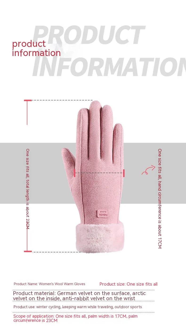 Fleece Lined Padded Warm Keeping Cute Suede Riding Gloves - www.Shopthatapp.com #