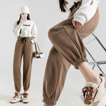Fleece-lined Casual Harem Drawstring sweat Pants For Women - www.Shopthatapp.com #