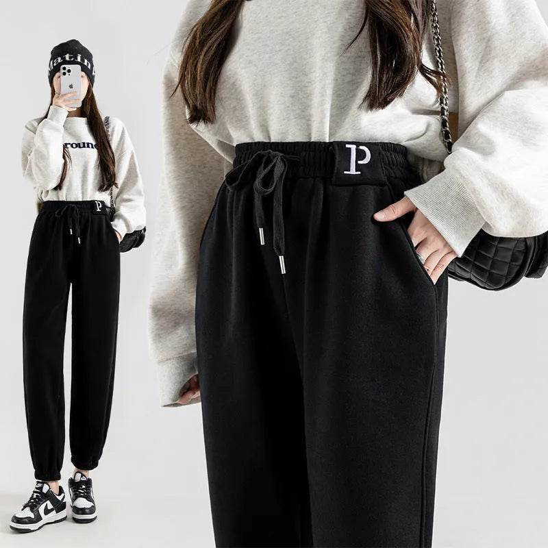 Fleece-lined Casual Harem Drawstring sweat Pants For Women - www.Shopthatapp.com #