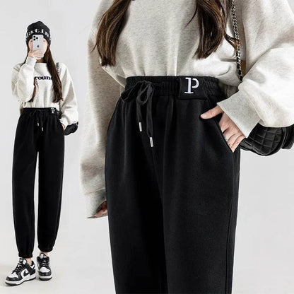 Fleece-lined Casual Harem Drawstring sweat Pants For Women - www.Shopthatapp.com #