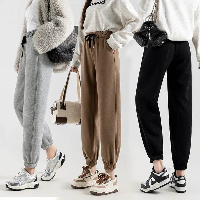 Fleece-lined Casual Harem Drawstring sweat Pants For Women - www.Shopthatapp.com #