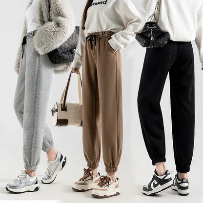 Fleece-lined Casual Harem Drawstring sweat Pants For Women - www.Shopthatapp.com #