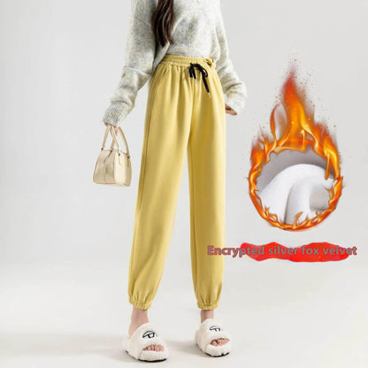 Fleece-lined Casual Harem Drawstring sweat Pants For Women - www.Shopthatapp.com #