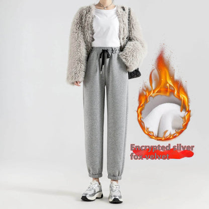 Fleece-lined Casual Harem Drawstring sweat Pants For Women - www.Shopthatapp.com #