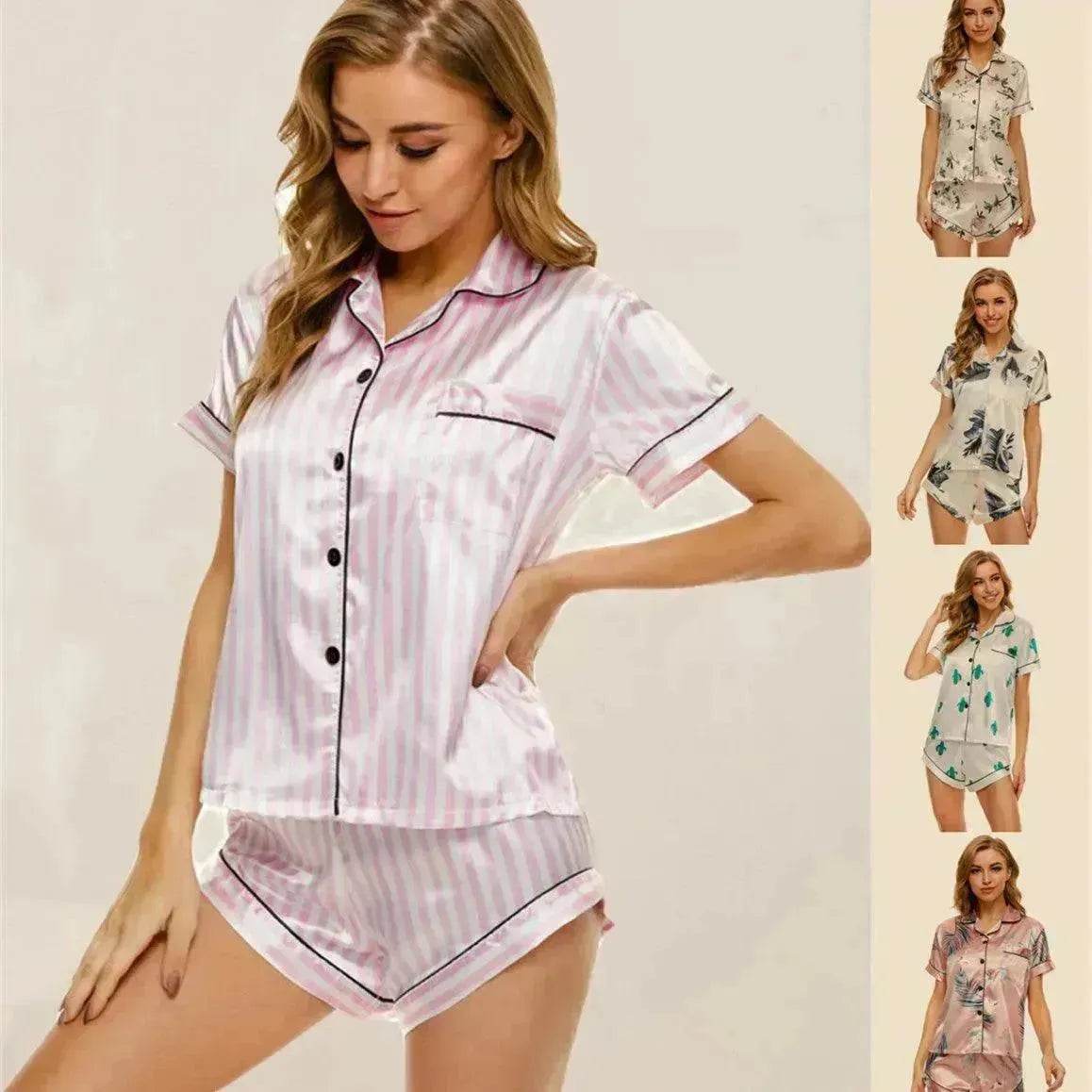 Floral Pyjamas – Satin Camisole and Shorts Sleepwear Set - www.Shopthatapp.com #