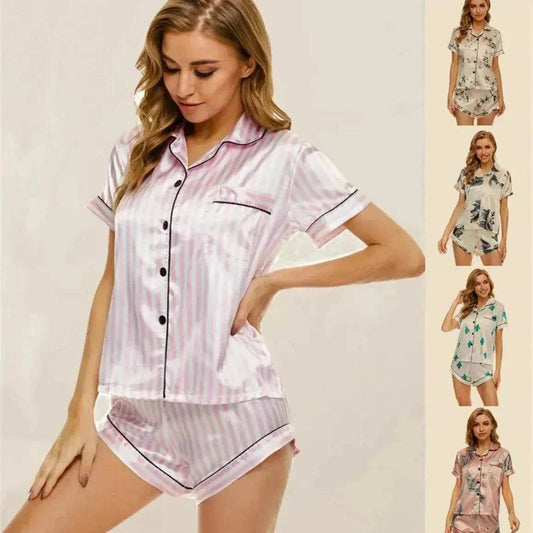 Floral Pyjamas – Satin Camisole and Shorts Sleepwear Set - www.Shopthatapp.com #