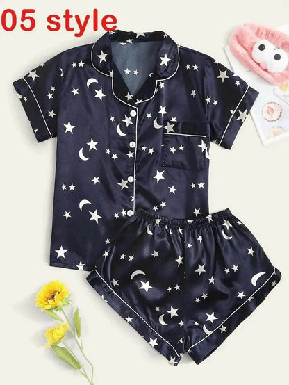 Floral Pyjamas – Satin Camisole and Shorts Sleepwear Set - www.Shopthatapp.com #