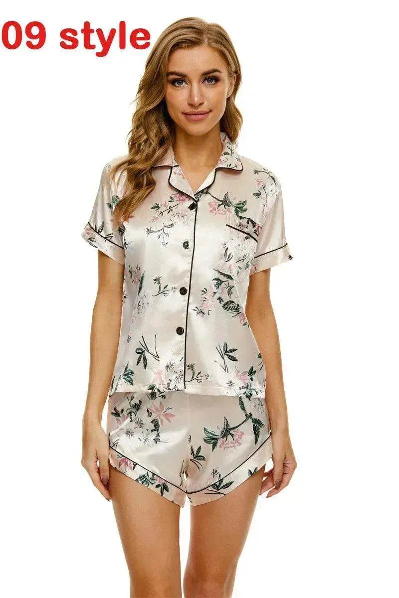 Floral Pyjamas – Satin Camisole and Shorts Sleepwear Set - www.Shopthatapp.com #