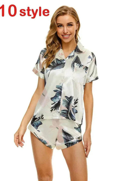 Floral Pyjamas – Satin Camisole and Shorts Sleepwear Set - www.Shopthatapp.com #