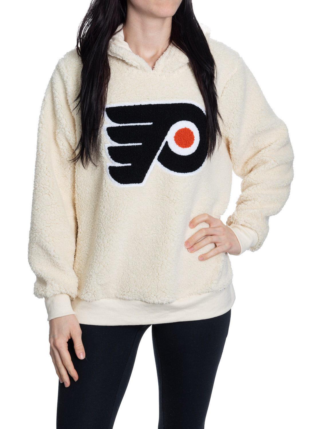 Philadelphia Flyers Ladies Sherpa Hoodie with Premium Chenille Logo - www.Shopthatapp.com