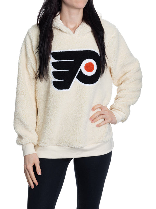 Philadelphia Flyers Ladies Sherpa Hoodie with Premium Chenille Logo - www.Shopthatapp.com