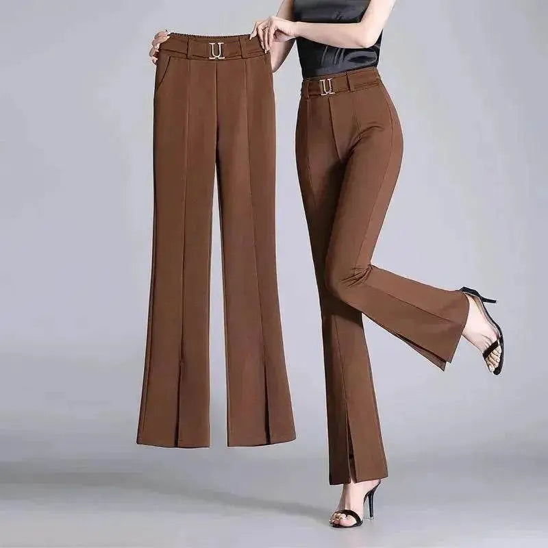Formal Office Work High-Waisted Wide-Leg trouser Pants for Women - www.Shopthatapp.com