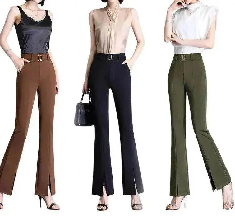 Formal Office Work High-Waisted Wide-Leg trouser Pants for Women - www.Shopthatapp.com
