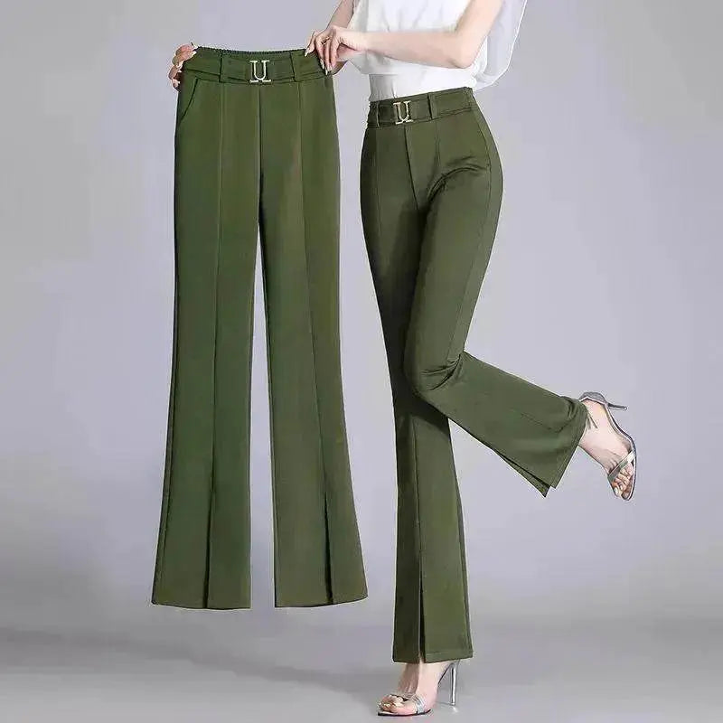 Formal Office Work High-Waisted Wide-Leg trouser Pants for Women - www.Shopthatapp.com