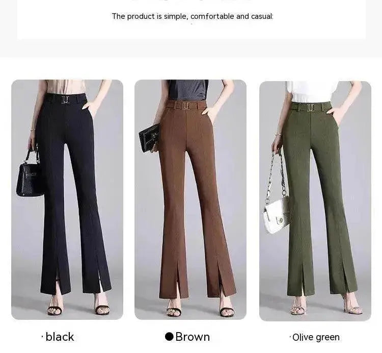 Formal Office Work High-Waisted Wide-Leg trouser Pants for Women - www.Shopthatapp.com