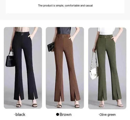 Formal Office Work High-Waisted Wide-Leg trouser Pants for Women - www.Shopthatapp.com