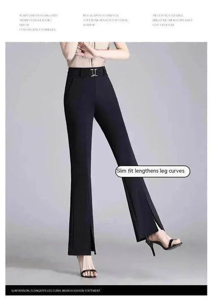 Formal Office Work High-Waisted Wide-Leg trouser Pants for Women - www.Shopthatapp.com