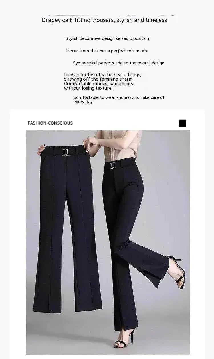 Formal Office Work High-Waisted Wide-Leg trouser Pants for Women - www.Shopthatapp.com