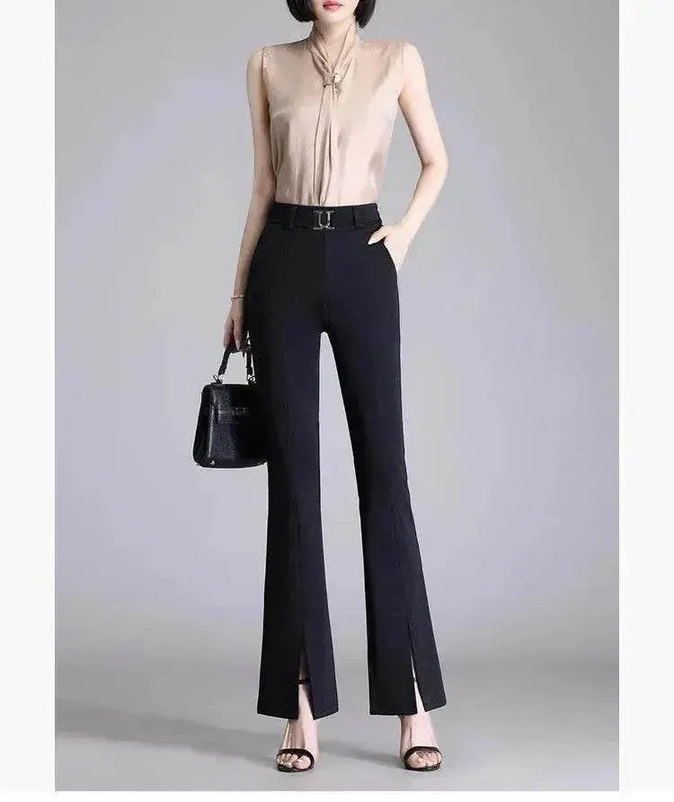 Formal Office Work High-Waisted Wide-Leg trouser Pants for Women - www.Shopthatapp.com
