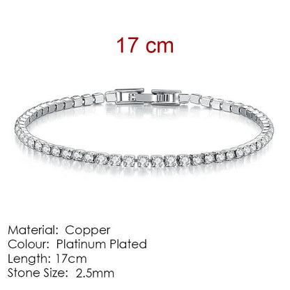 Full Diamond Crystal Bracelet Round Zircon - 2.5mm Single Row - www.Shopthatapp.com