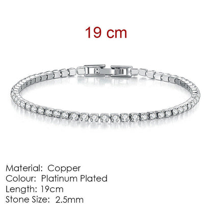 Full Diamond Crystal Bracelet Round Zircon - 2.5mm Single Row - www.Shopthatapp.com