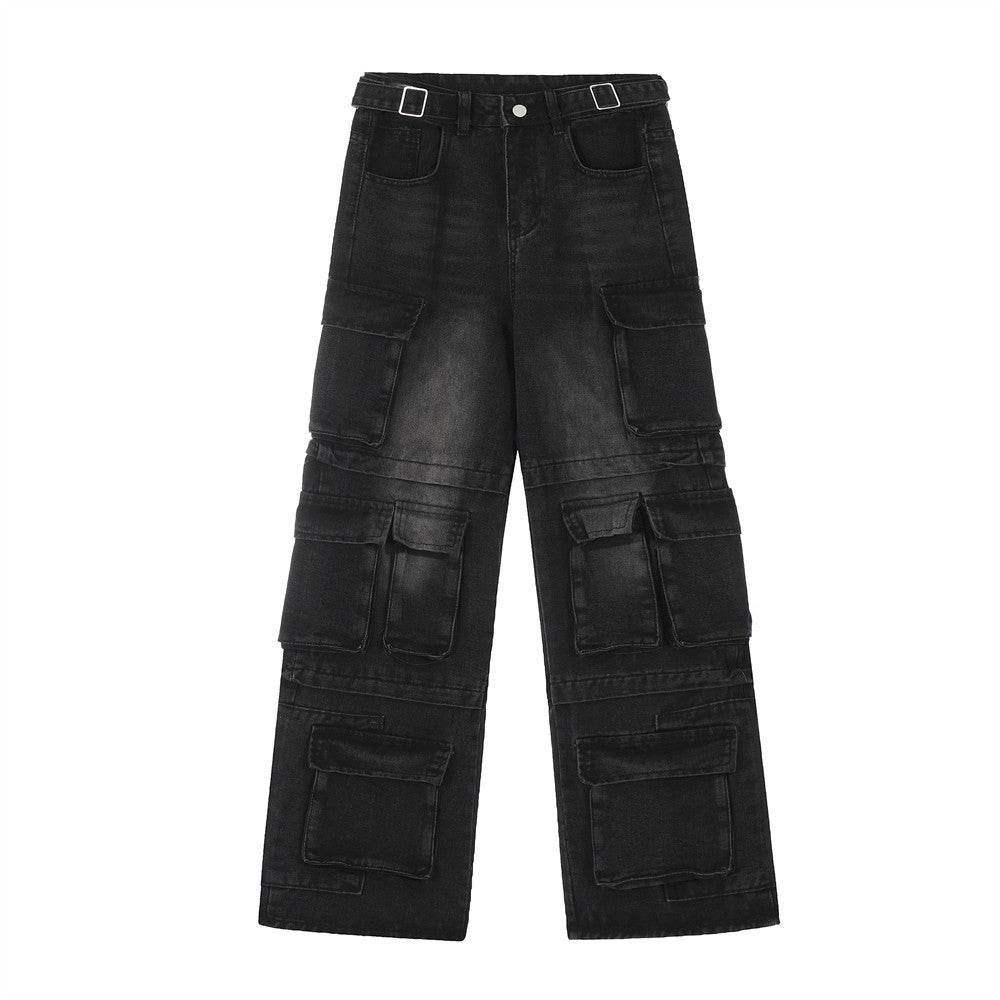 Functional Multi-pocket Tactical Tooling Denim Trousers Men Jeans - www.Shopthatapp.com #
