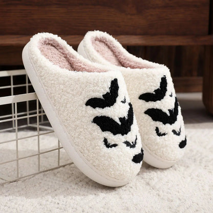 Funny Bat Slipper Halloween Pumpkin Flat Indoor House Shoes For Women Men Soft Plush Cozy Horror Fashion Halloween Gifts - www.Shopthatapp.com #
