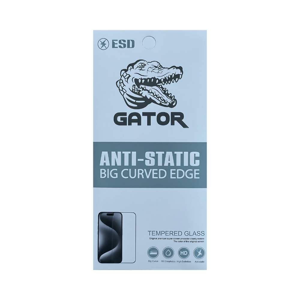 Verre trempé Gator pour iPhone 15 Pro Anti-static - noir - www.Shopthatapp.com