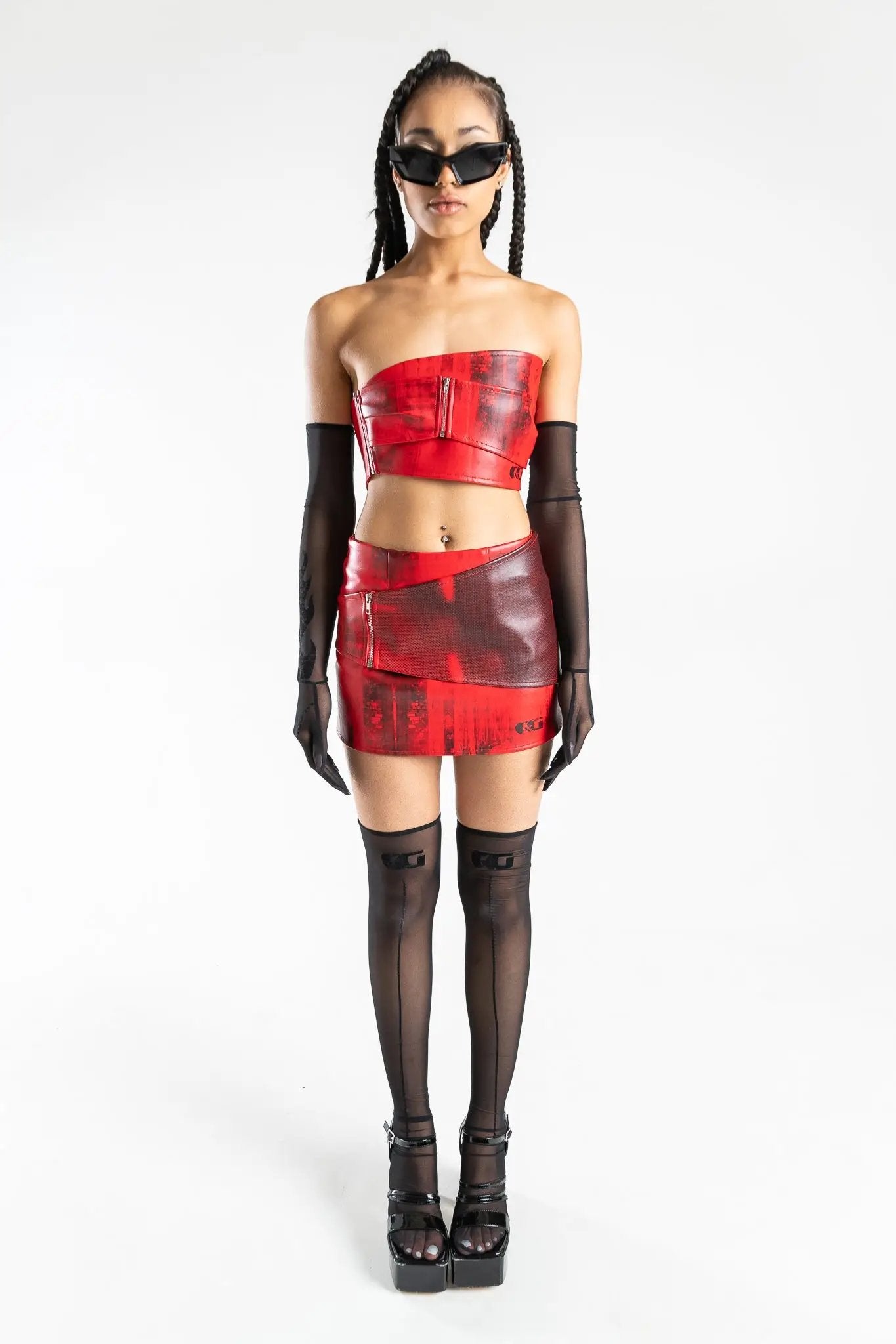 Faux Leather Red Top