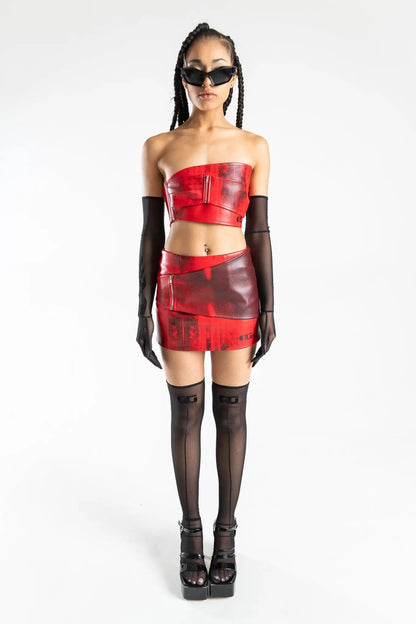 Faux Leather Red Top