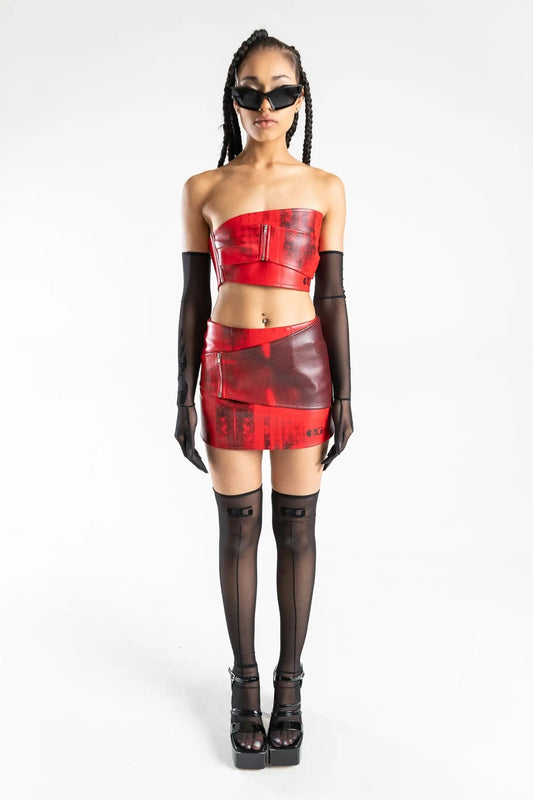 Faux Leather Red Top