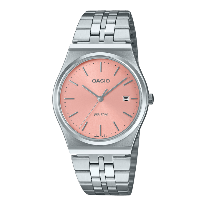 CASIO Vintage Analog Peach/Silver Stainless Steel | MTPB145DC-4AVT - www.Shopthatapp.com