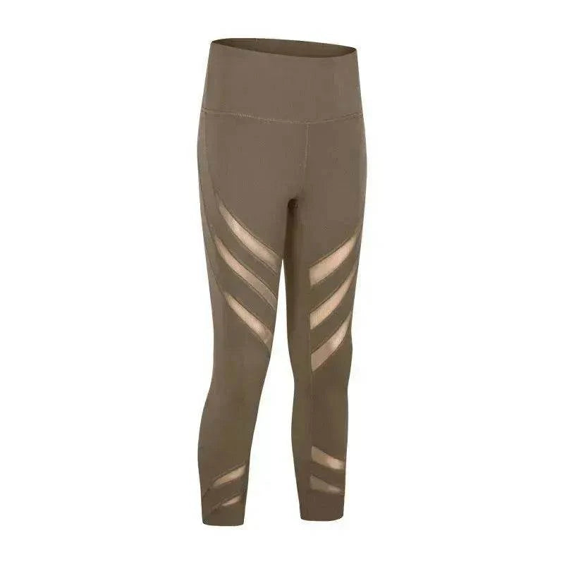 Gauze stitching nude stretch gym pants - www.Shopthatapp.com #