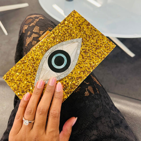 Golden Evil Eye Clutch - Www.Shopthatapp.com