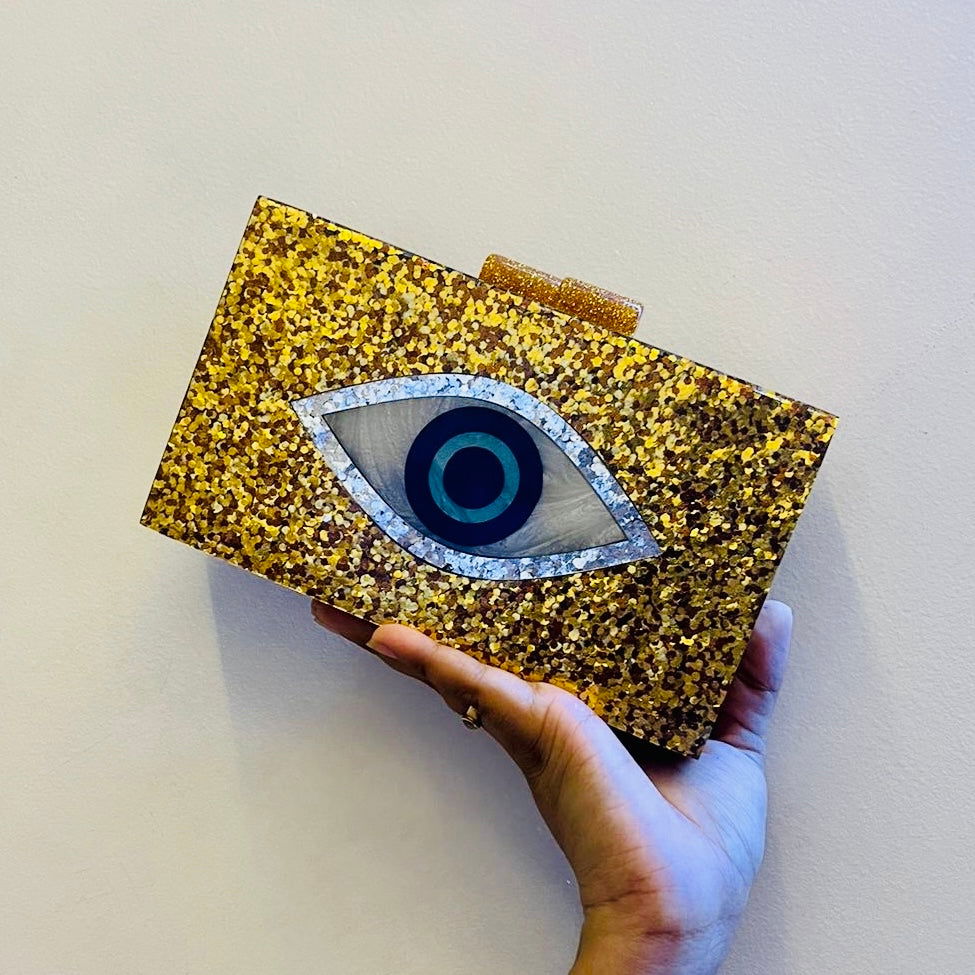 Golden Evil Eye Clutch - Www.Shopthatapp.com