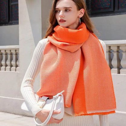 Gradient Mixed-color Scarf Winter Double-sided Wrinkled Imitation Cashmere Scarf Popular Versatile And Elegant Shawl For Women - www.Shopthatapp.com #
