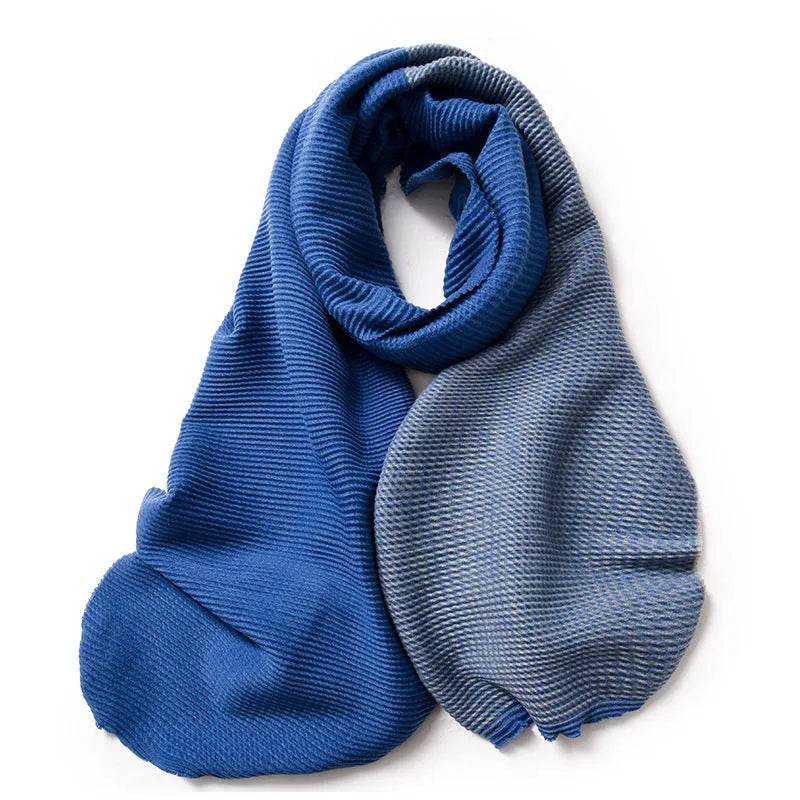 Gradient Mixed-color Scarf Winter Double-sided Wrinkled Imitation Cashmere Scarf Popular Versatile And Elegant Shawl For Women - www.Shopthatapp.com #