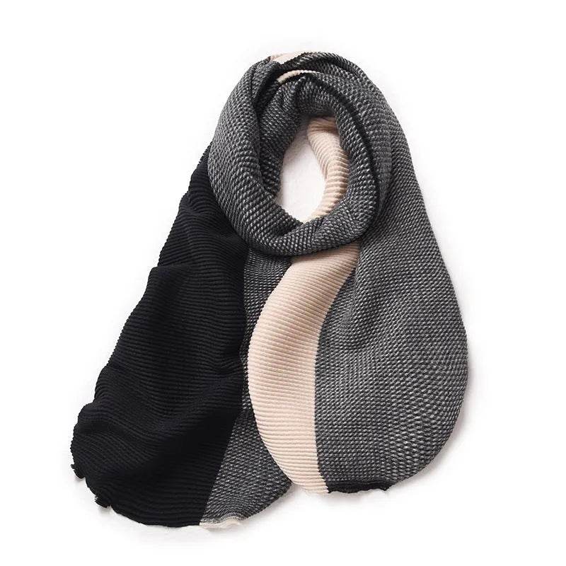Gradient Mixed-color Scarf Winter Double-sided Wrinkled Imitation Cashmere Scarf Popular Versatile And Elegant Shawl For Women - www.Shopthatapp.com #
