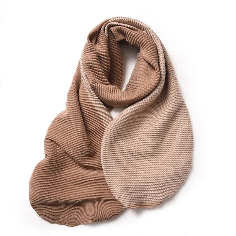 Gradient Mixed-color Scarf Winter Double-sided Wrinkled Imitation Cashmere Scarf Popular Versatile And Elegant Shawl For Women - www.Shopthatapp.com #