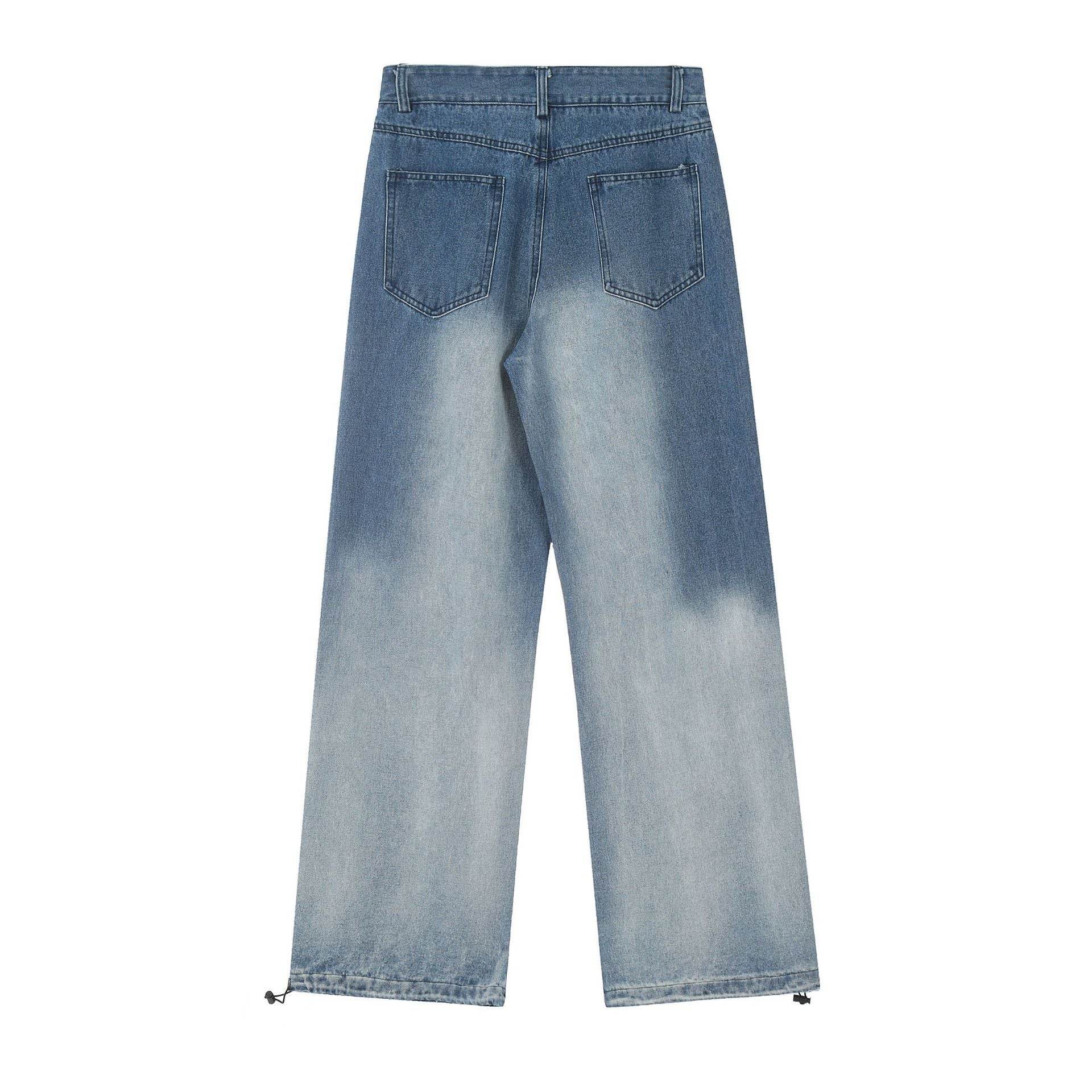 Gradient Tie-dye Straight-leg Denim Trousers Men Jeans - www.Shopthatapp.com #