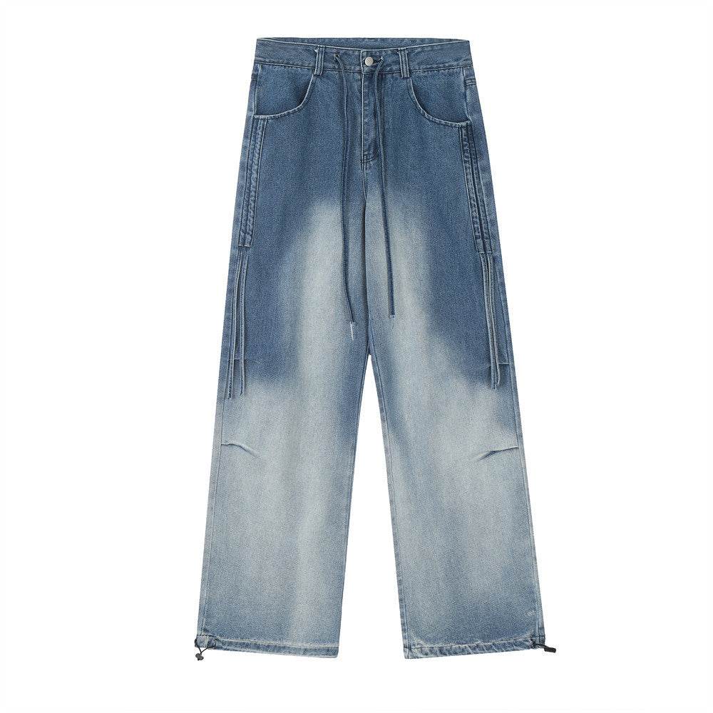 Gradient Tie-dye Straight-leg Denim Trousers Men Jeans - www.Shopthatapp.com #